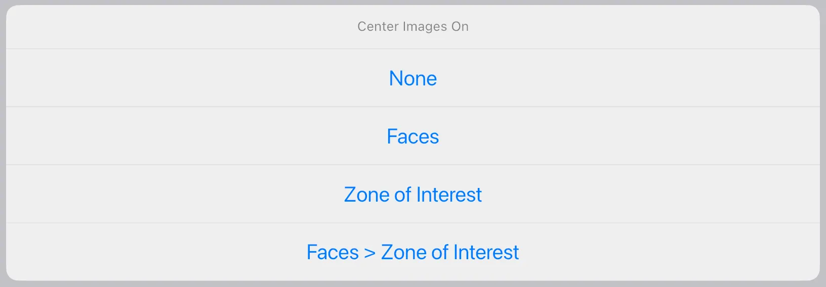 Settings in the app: Intelligent Framing