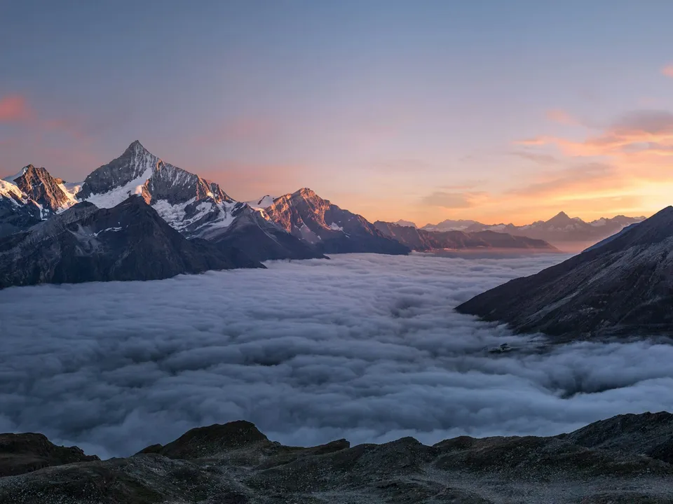 Mountain landscape at sunset