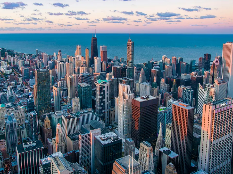 City skyline at golden hour